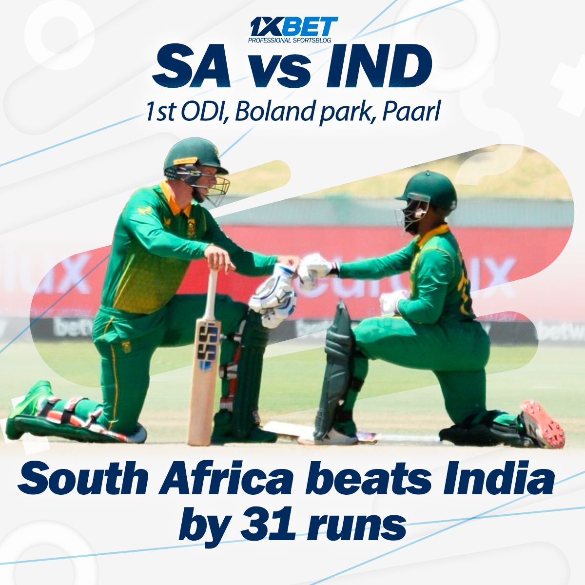 1st ODI: South Africa beats India by 31 runs