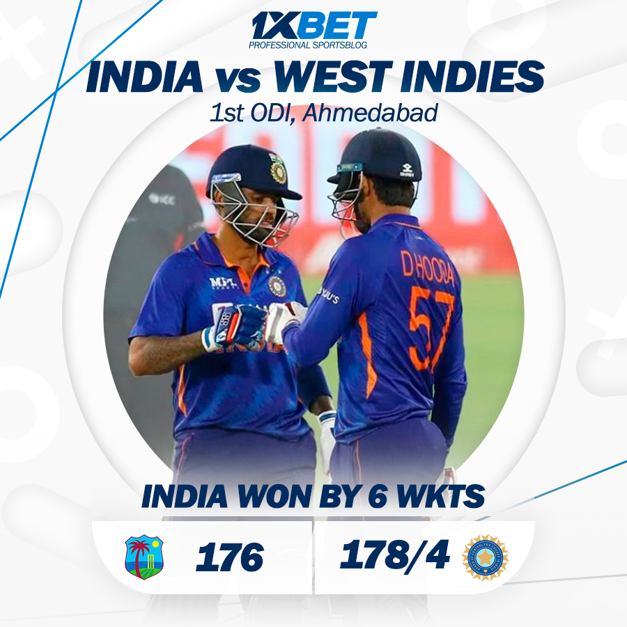India vs West Indies, 1st ODI: India won by 6 wickets