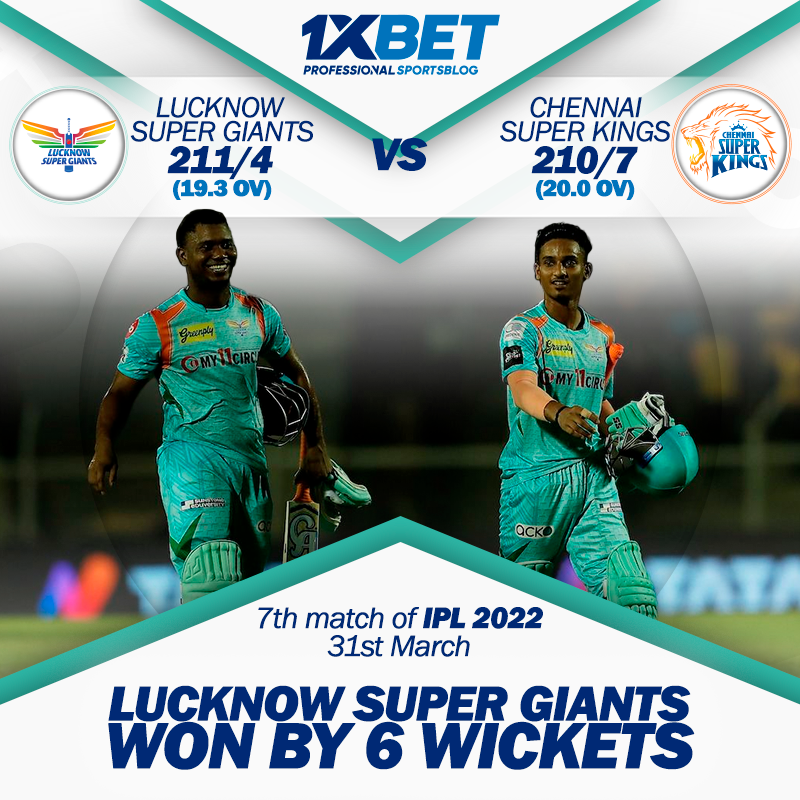 7th match, LSG vs CSK, IPL 2022: LSG won by 6 wickets