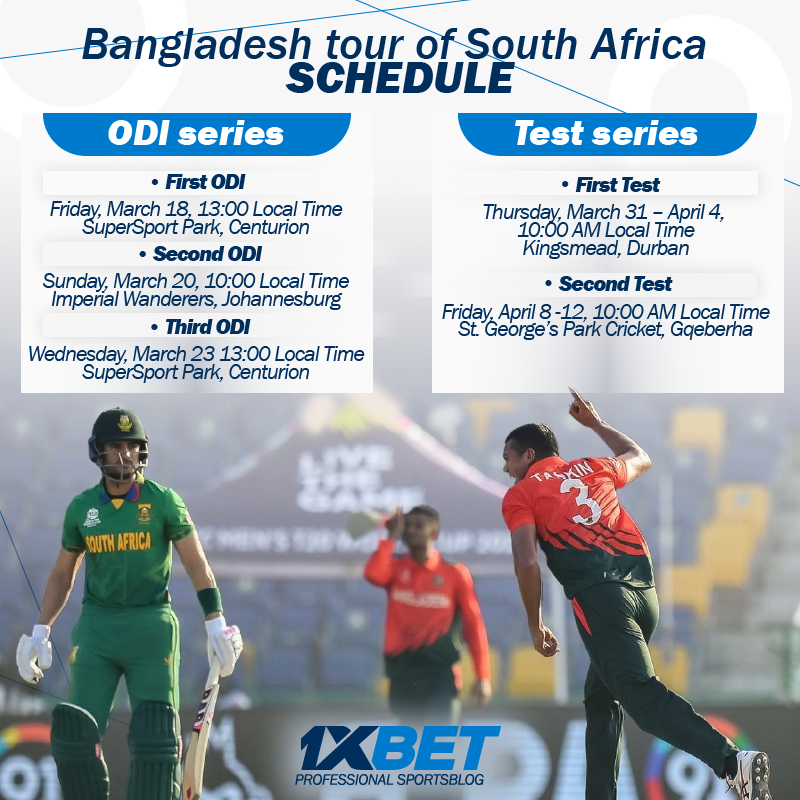 Bangladesh tour of South Africa, 2022: full schedule
