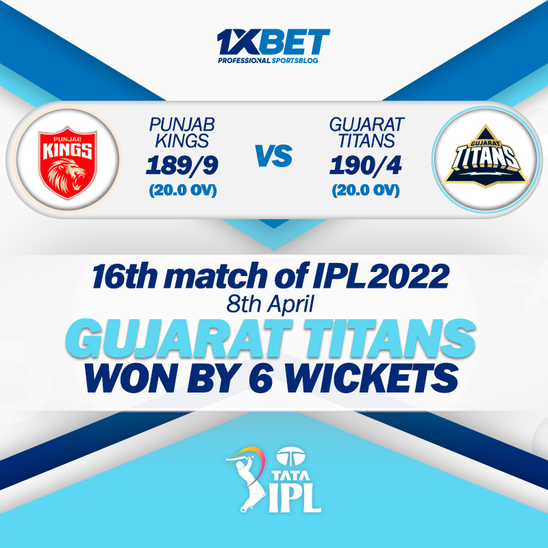 16th match, PBKS vs GT, IPL 2022: GT won by 6 wickets