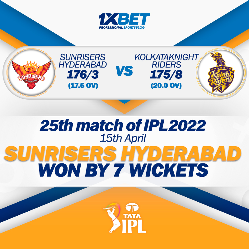 25th match, SRH vs KKR, IPL 2022: Sunrisers Hyderabad won by 7 wickets