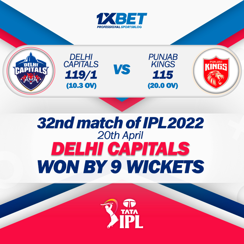 32nd match, DC vs PBKS, IPL 2022: Punjab Kings won by 9 wickets