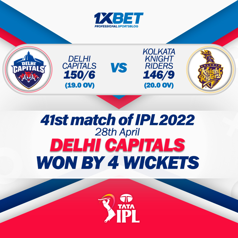 41st match, DC vs KKR, IPL 2022: Delhi Capitals won by 4 wickets