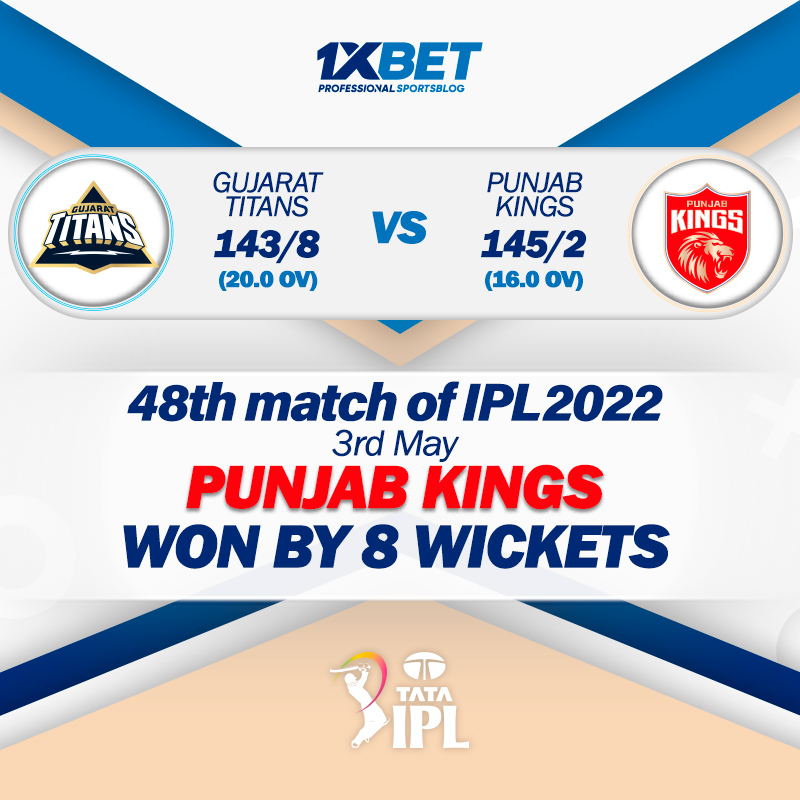 48th match, GT vs PBKS, IPL 2022: Punjab Kings won by 8 wickets