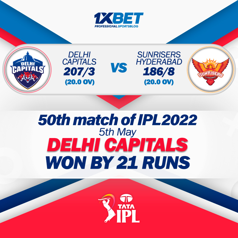 50th match, DC vs SRH, IPL 2022: Delhi Capitals won by 21 runs