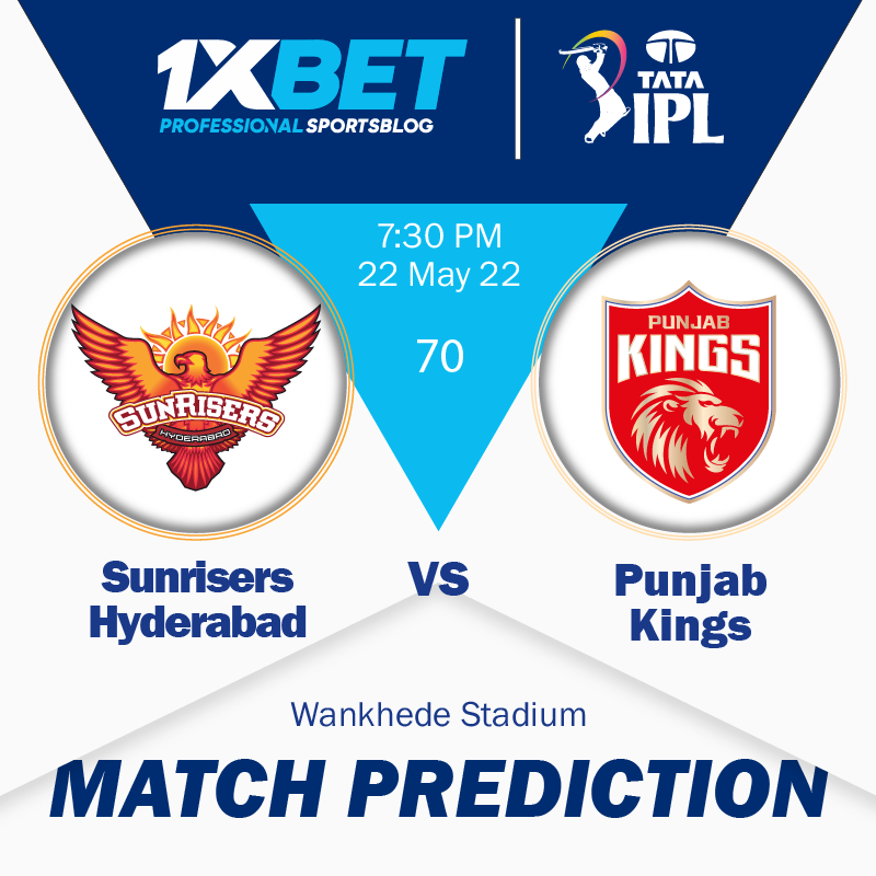 IPL MATCH PREDICTION: Sunrisers Hyderabad vs Punjab Kings, match 70