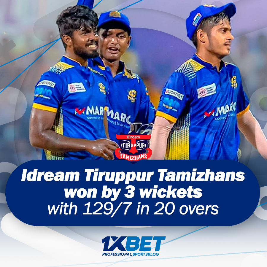 Idream Tiruppur Tamizhans won with 129/7 score