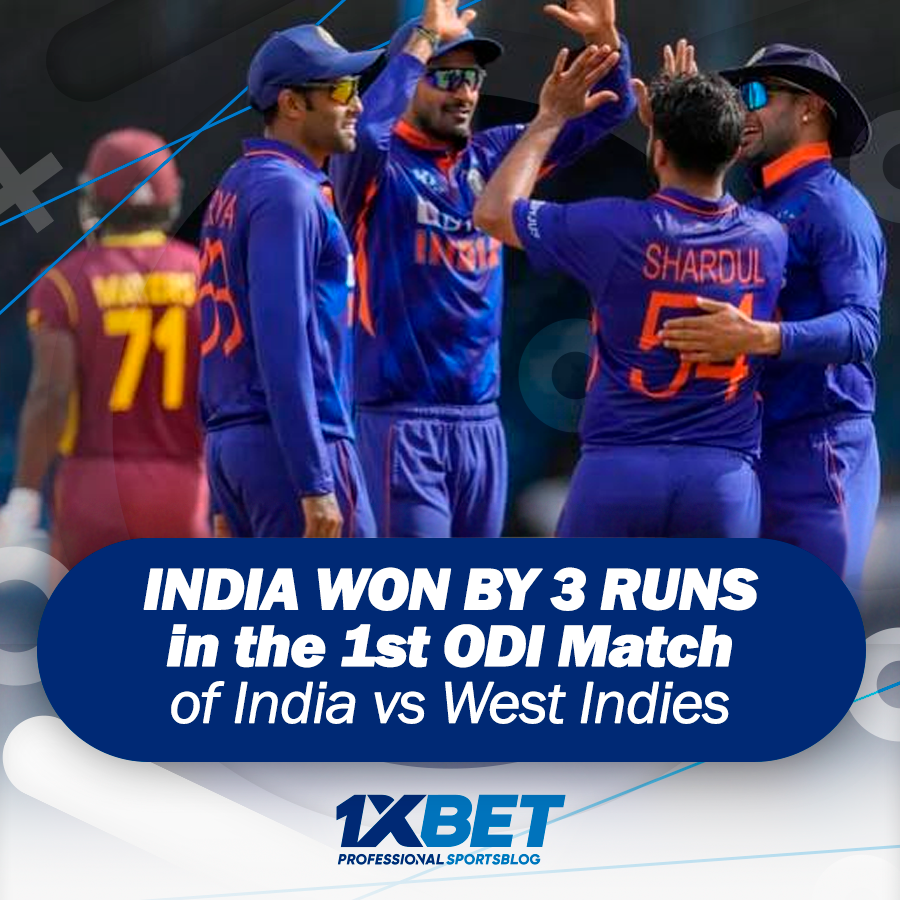 India won by 3 runs in the 1st ODI Match