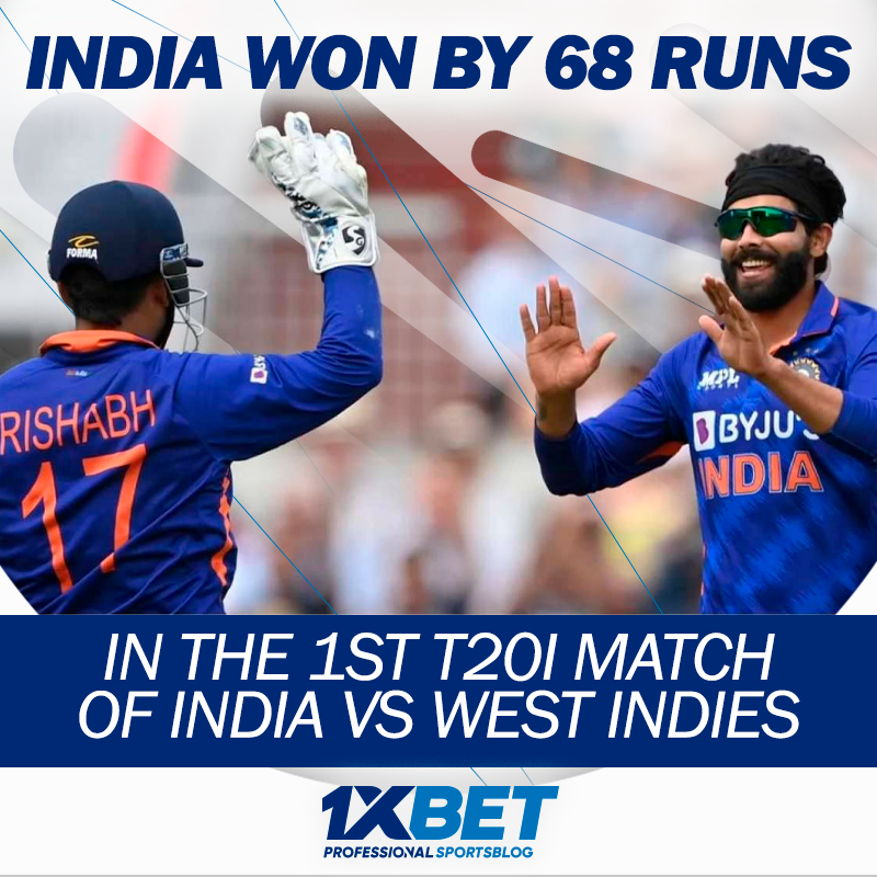 India won by 68 runs in the 1st T20I match
