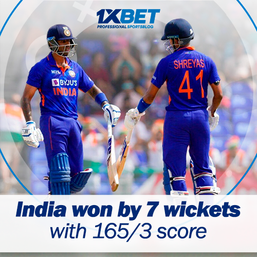 India won by with 165/3 score