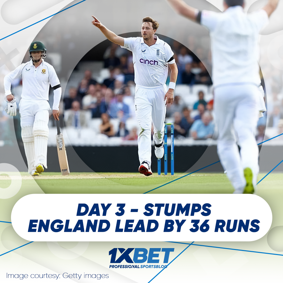 England lead by 36 runs