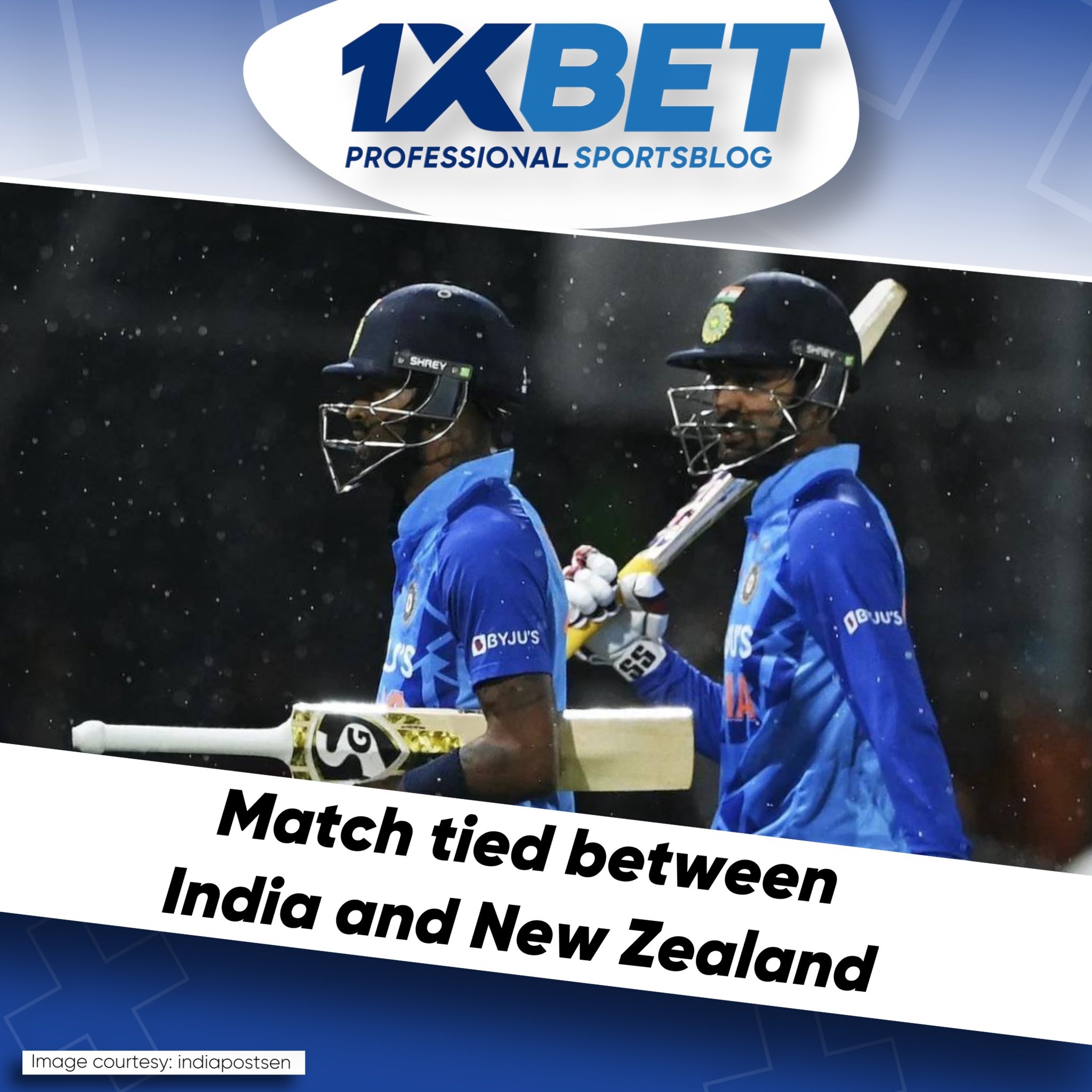 Match tied between India and New Zealand