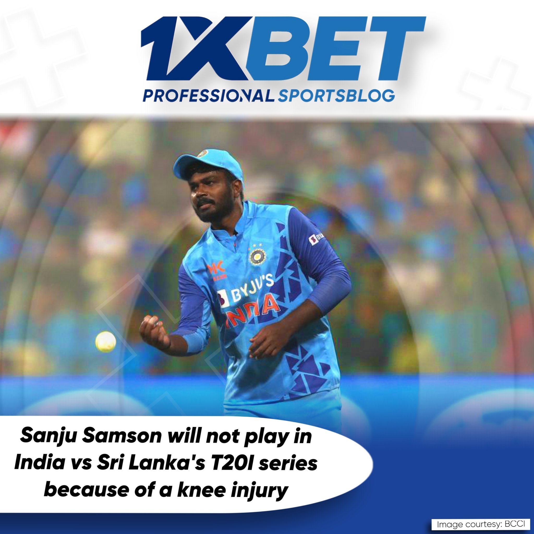 Sanju Samson will not play in India vs. Sri Lanka's T20I series because of a knee injury.