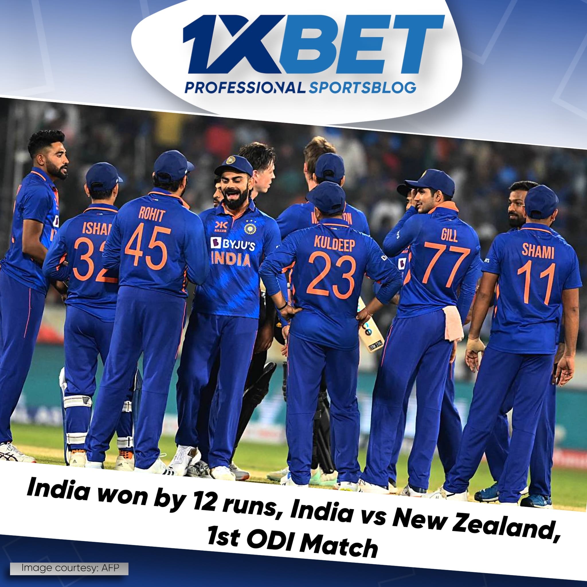 India won by 12 runs, India vs New Zealand, 1st ODI Match