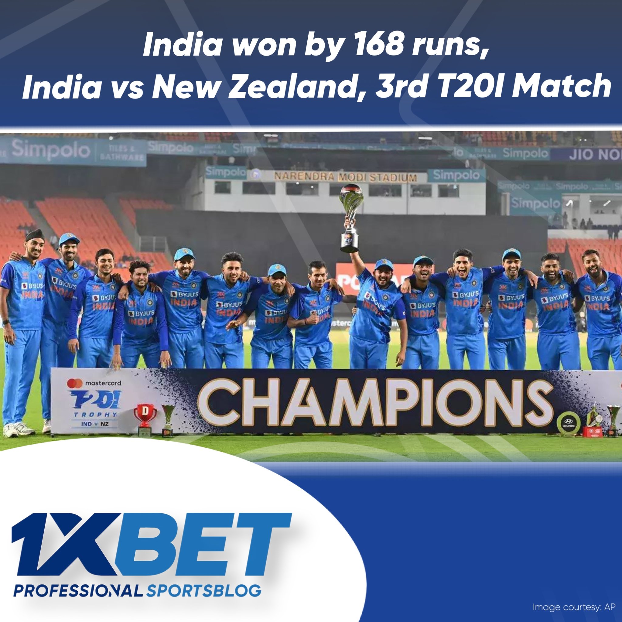 India won by 168 runs