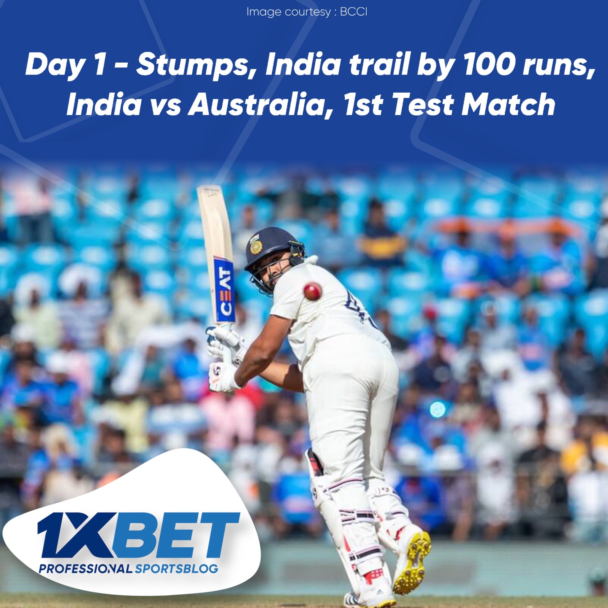 Day 1 - Stumps, India trail by 100 runs